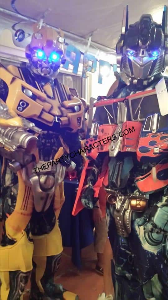 Transformer characters Optimus Prime and Bumblebee at a Miramar birthday party