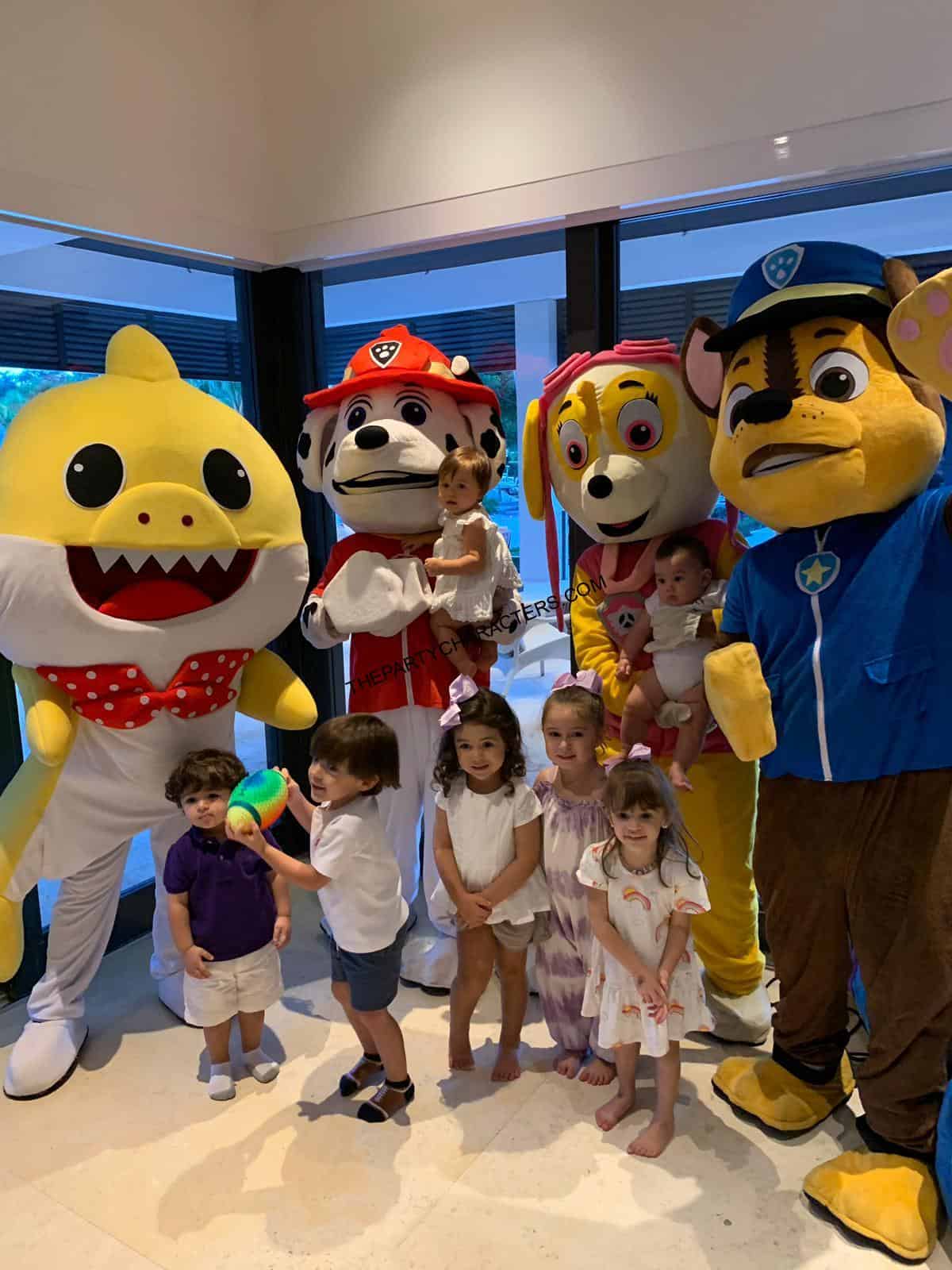 Paw Patrol party characters at a kids birthday party in Plantation FL