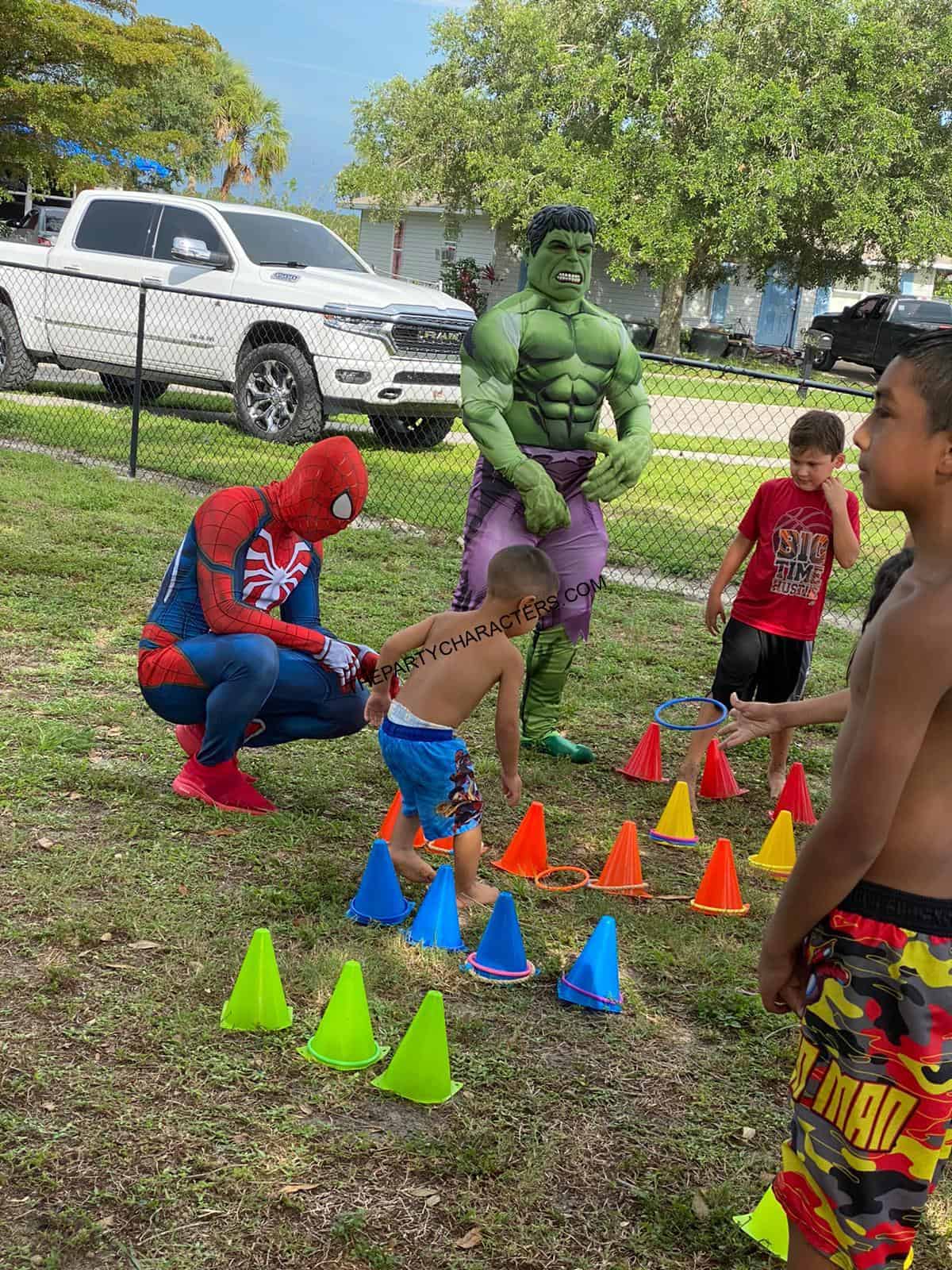 Superhero party characters for kids birthday party in Cooper City FL